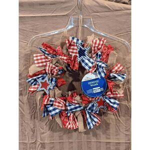 NEW Way To Celebrate Patriotic Gingham Bandana Wreath